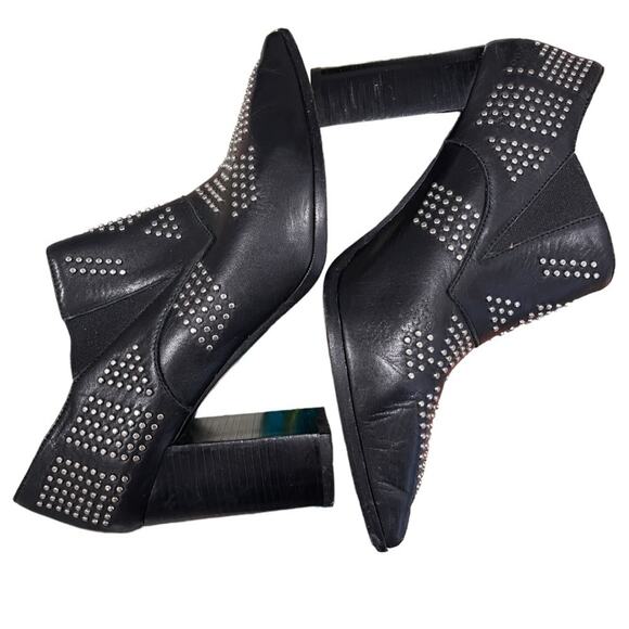 See By Chloe Black Silver Studded Booties 38/7.5 - Picture 5 of 14